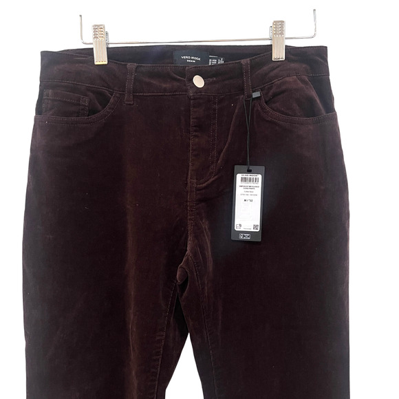 NWT Vero Moda Denim Sz 32 Coffee Bean Brown Flared Cordory PANTS Low Rise - Picture 3 of 8